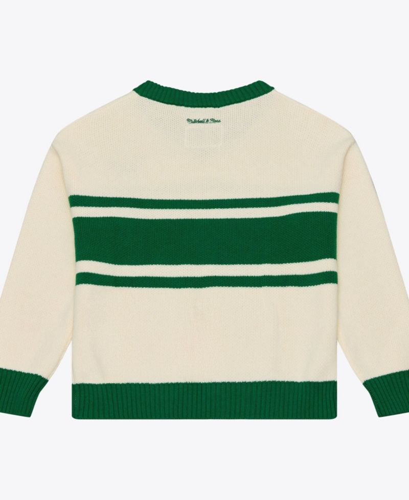 Women's Cream/Kelly Green Philadelphia Eagles Retro Roots V-Neck Sweater