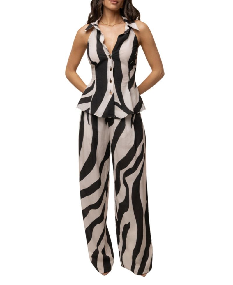 Women's Zebra Tailored Halter Top