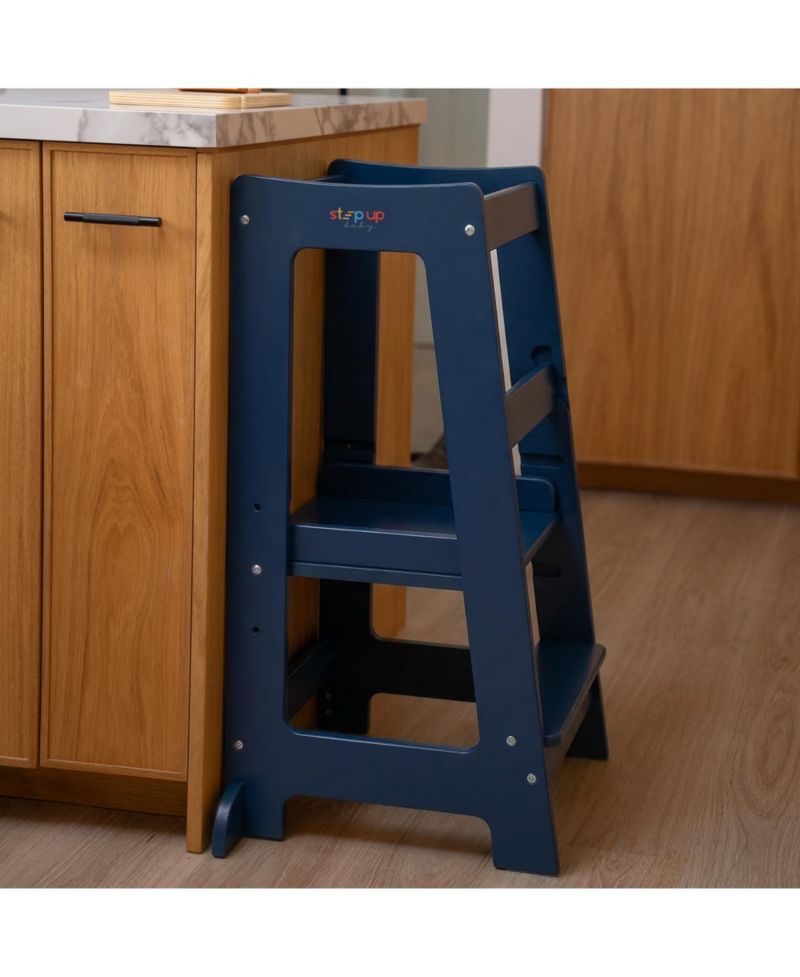Toddler Tower Adjustable Height Wooden Step Stool for Kids Toddler Standing Tower and Child-safe Knife, Chopping Board for 18M-4Y