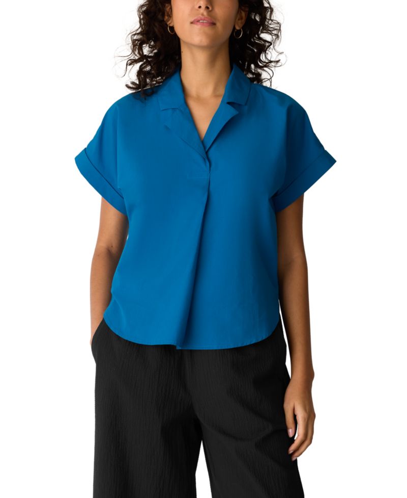 Women's Cotton Poplin Notch Collar Shirt