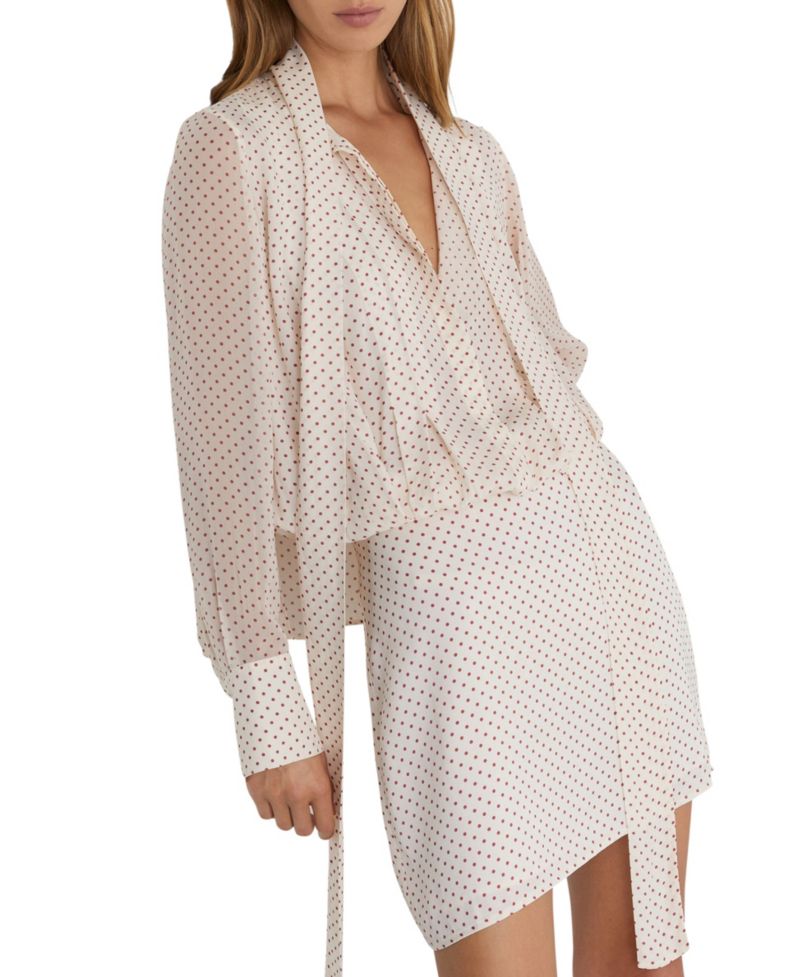 Women's Dottie Tie Neck Polka Dot Mini Dress
