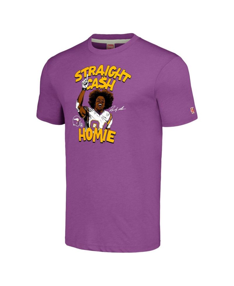 Men's and Women's Randy Moss Heathered Purple Minnesota Vikings Caricature Retired Player Tri-Blend T-Shirt
