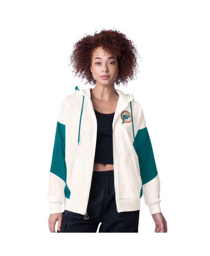 Women's White Miami Dolphins Scrimmage Full-Zip Hoodie