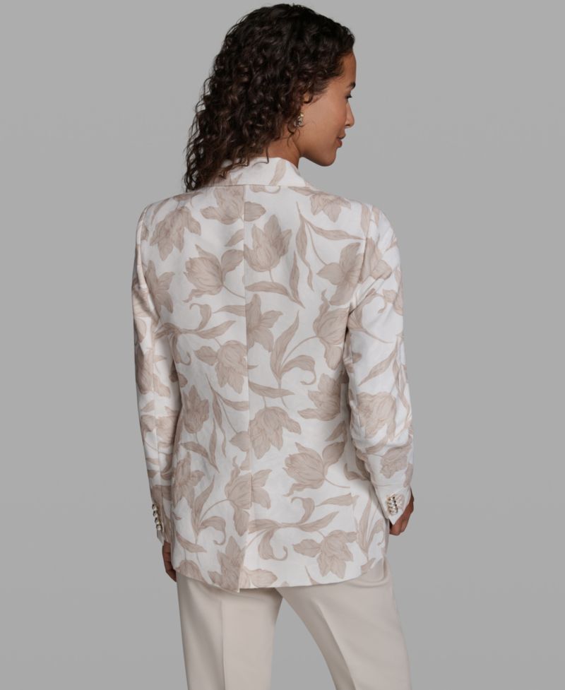 Women's 3 Pocket Floral Printed Notch Lapel Blazer