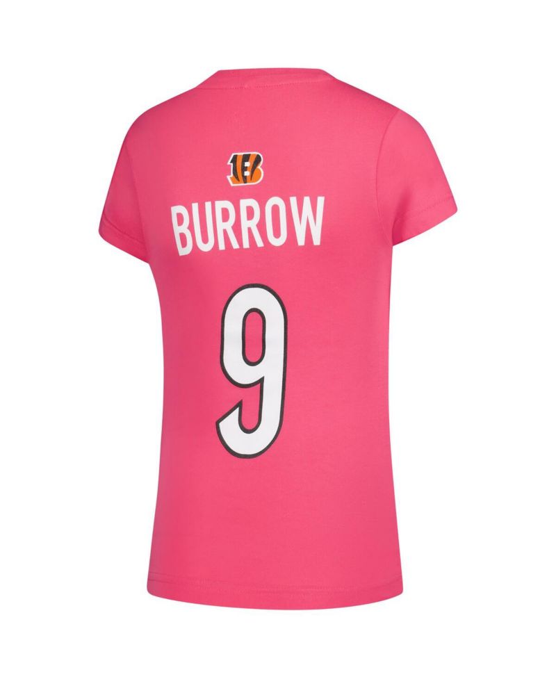 Big Girls Joe Burrow Pink Cincinnati Bengals Player Name & Number T-Shirt