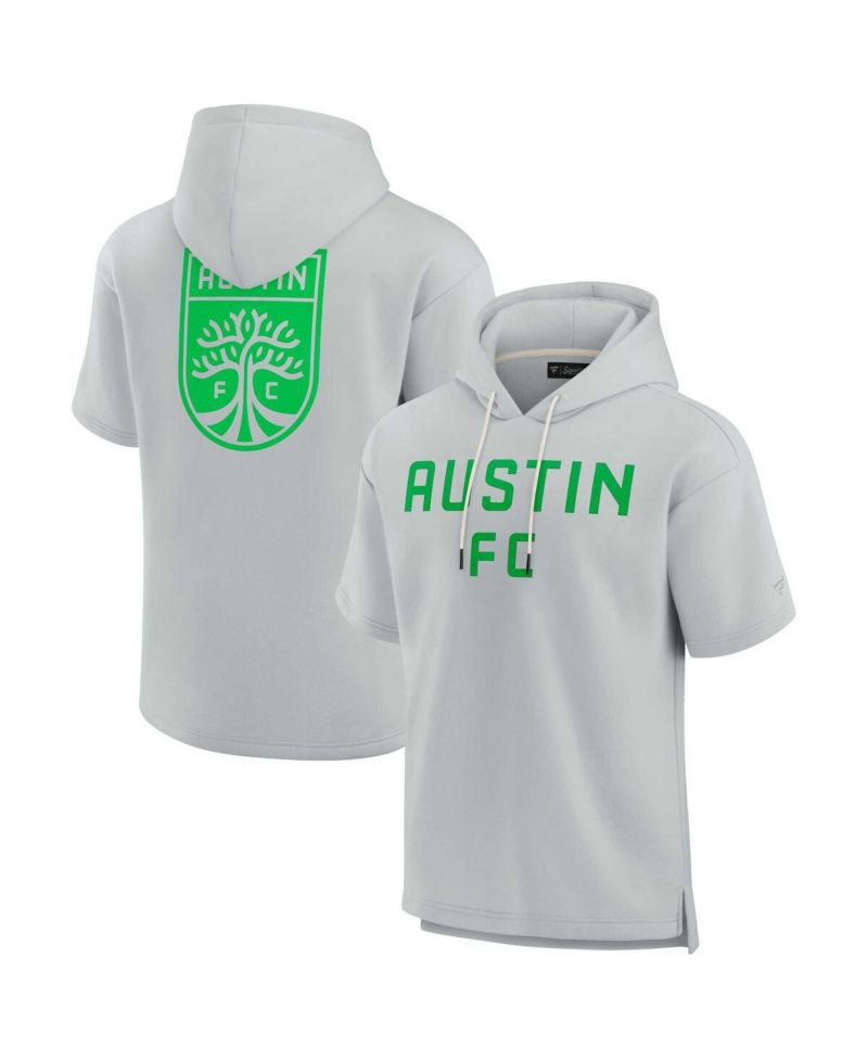 Men's and Women's Gray Austin FC Elements Super Soft Fleece Short Sleeve Pullover Hoodie