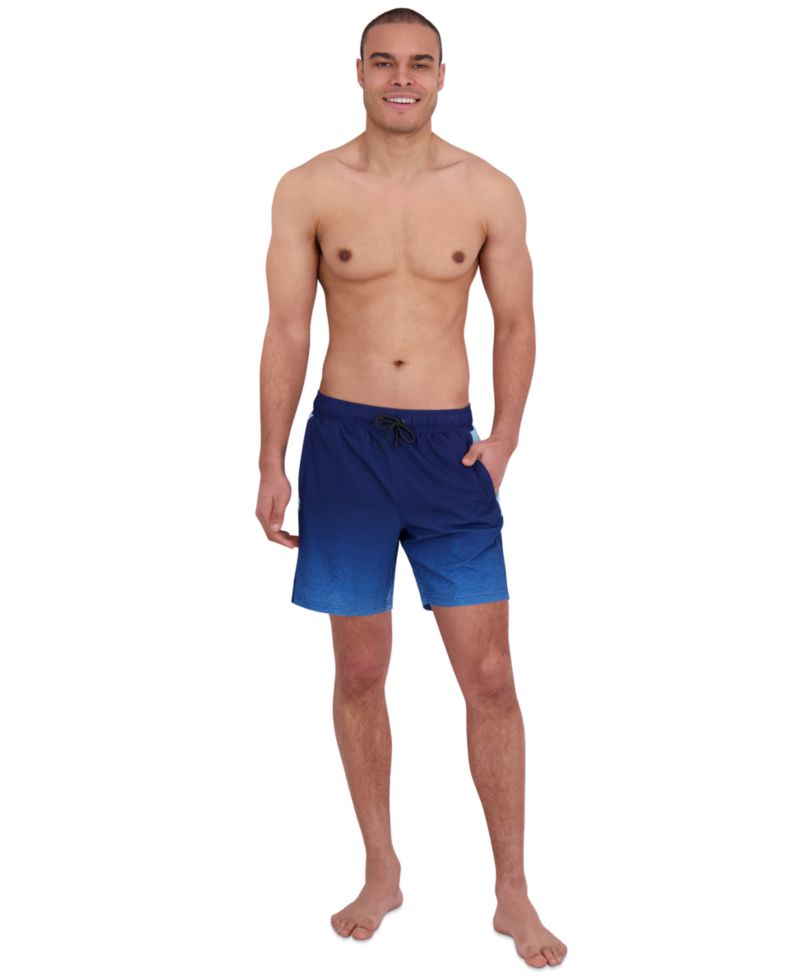 Men's Ombre Printed Color-Block 7" Volley Swimsuit