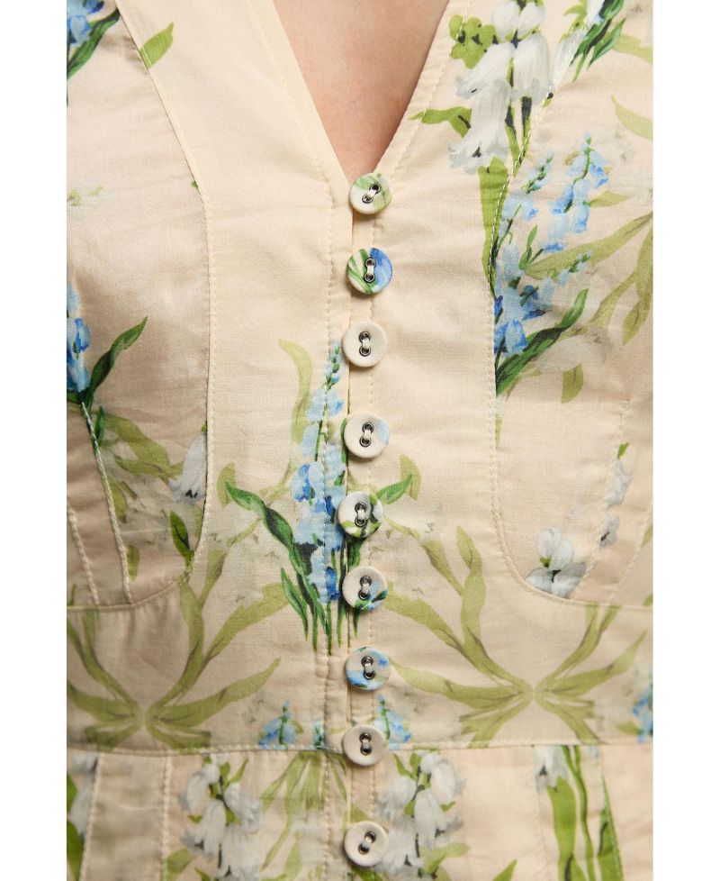 Women's Floral Puff Sleeve Midi Dress