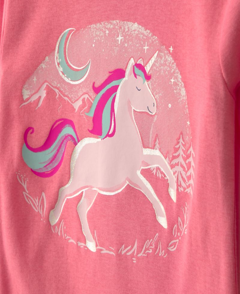 Baby Girls' Unicorn 100% Cotton Snug Fit Pajama, 4-Piece Set