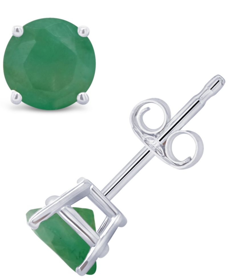 Emerald (1 ct. t.w.) Stud Earrings in 14K White Gold or 14K Yellow Gold
