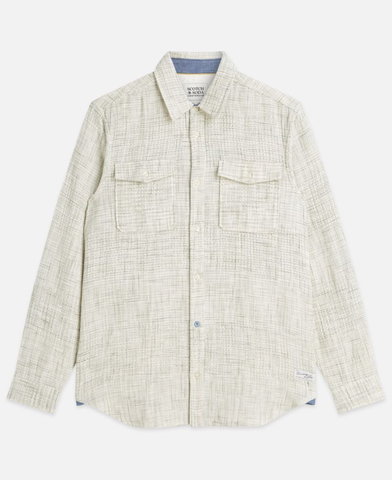 Men's Cotton Melange Waffle Button-Down Shirt