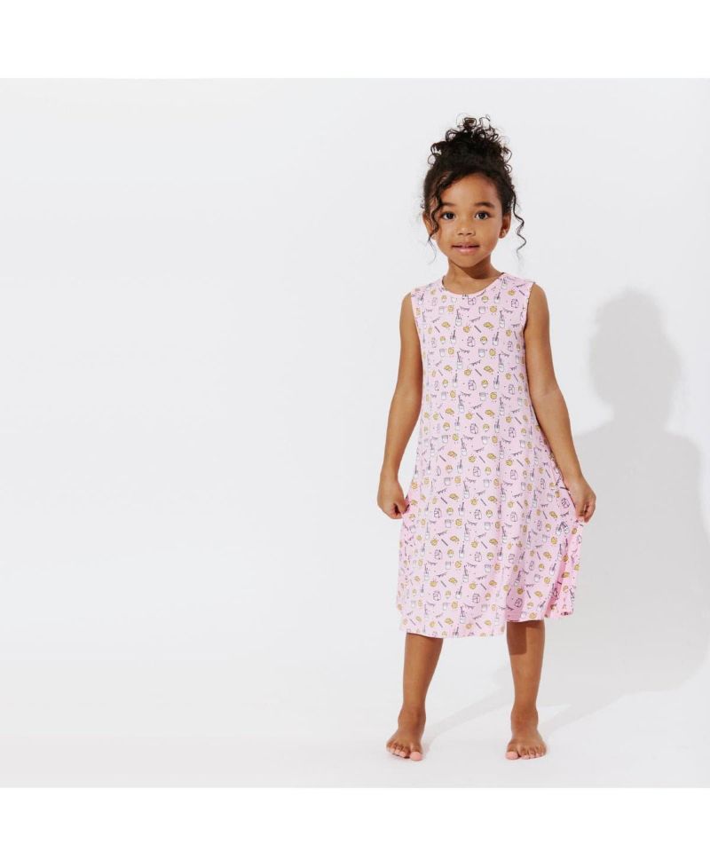 Toddler |Child Girls Pink Milk & Cookies Dress