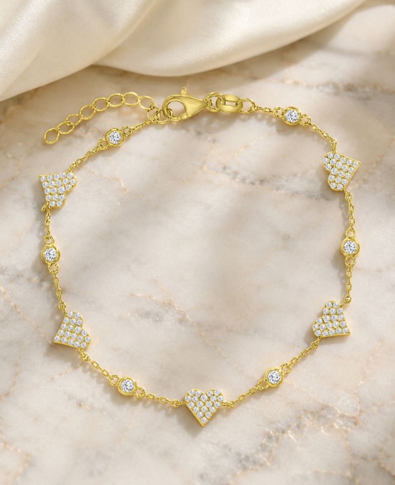 14k Gold-Plated Casual Heart Fashion Bracelet