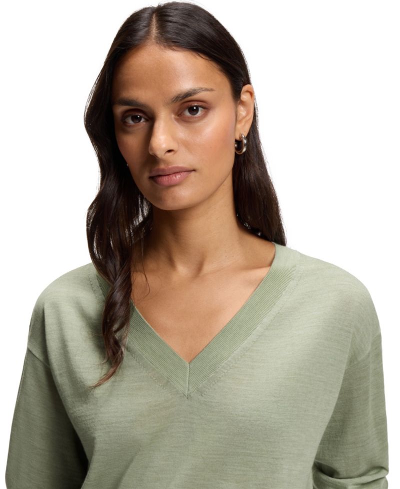 BOSS by Women's Merino Wool Relaxed-Fit Sweater