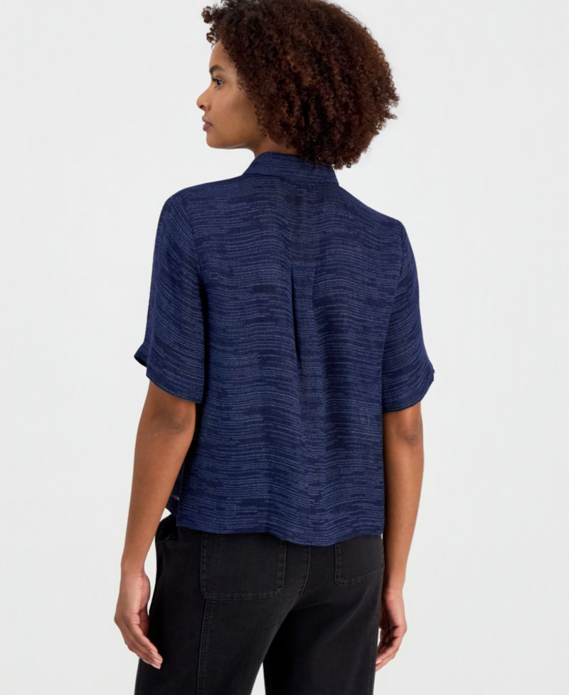 Eileen Fisher Women's Short-Sleeve Gauzy Jacquard Shirt