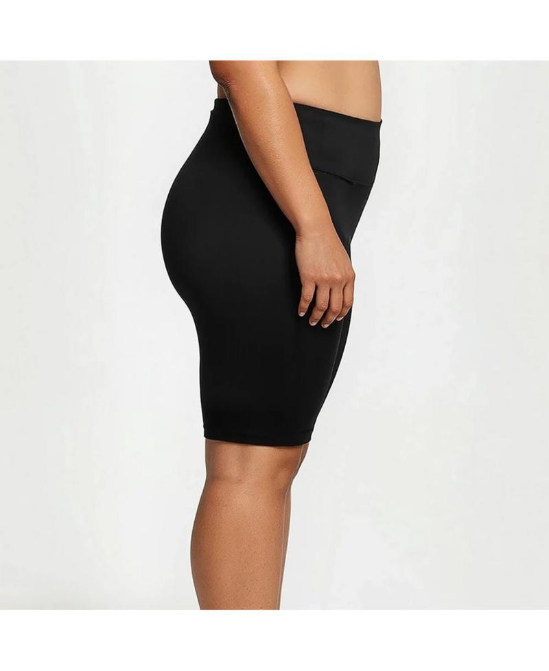 Plus Size Chlorine Resistant High Waisted Long Bike Swim Shorts