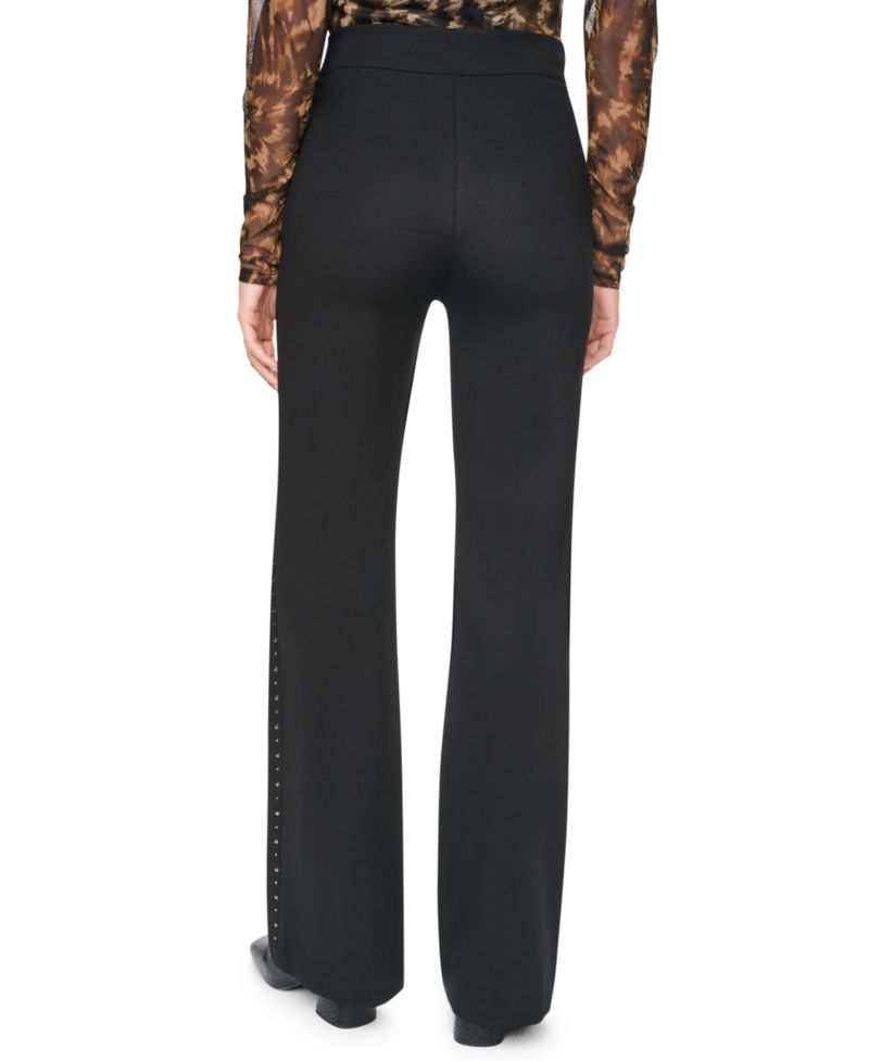 Women's Stud Detail Pull-On Wide-Leg Ponte Pants