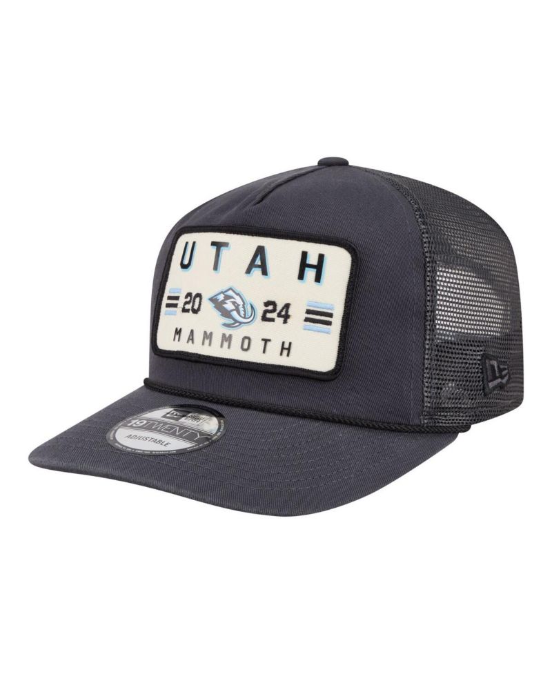 Men's Charcoal Utah Mammoth Washed Patch 19TWENTY Trucker Adjustable Hat