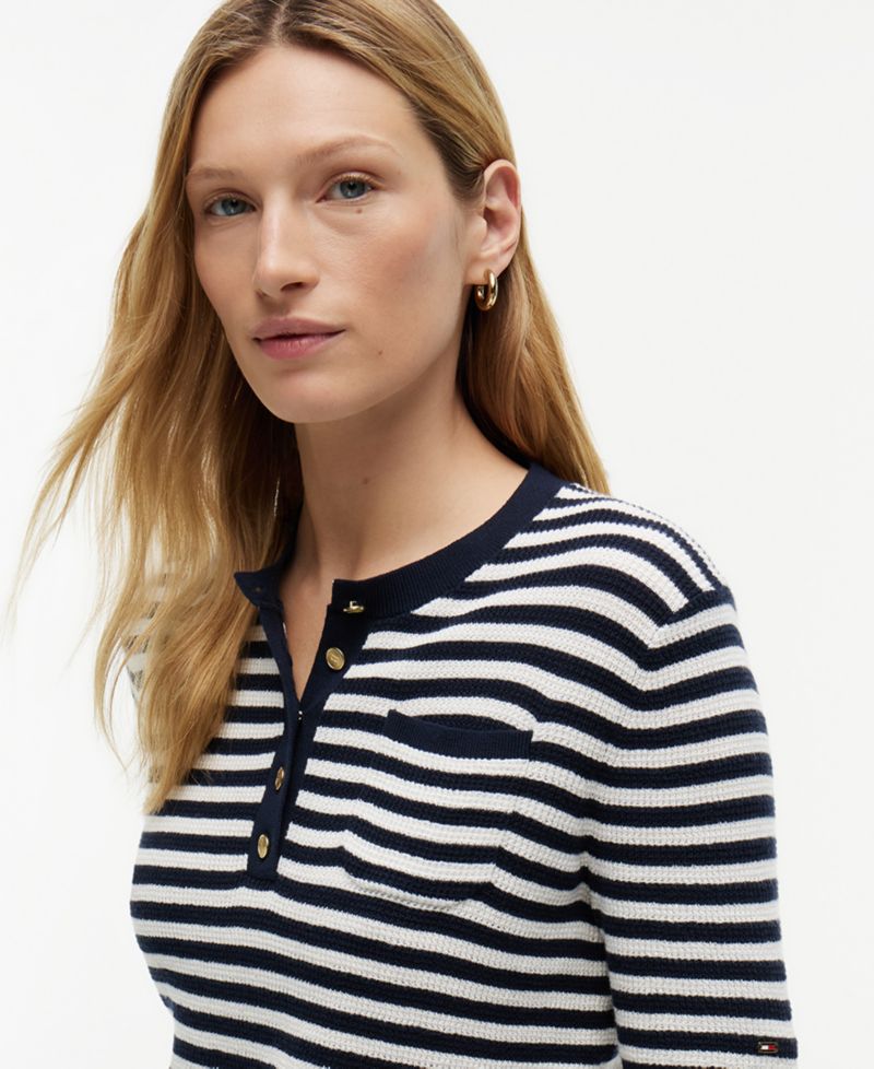 Women's Henley Neck Cotton Sweater