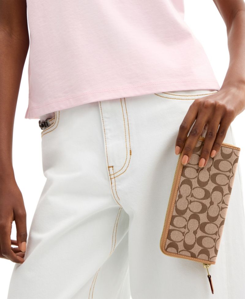 Essential Signature Jacquard Slim Accordion Zip Wallet