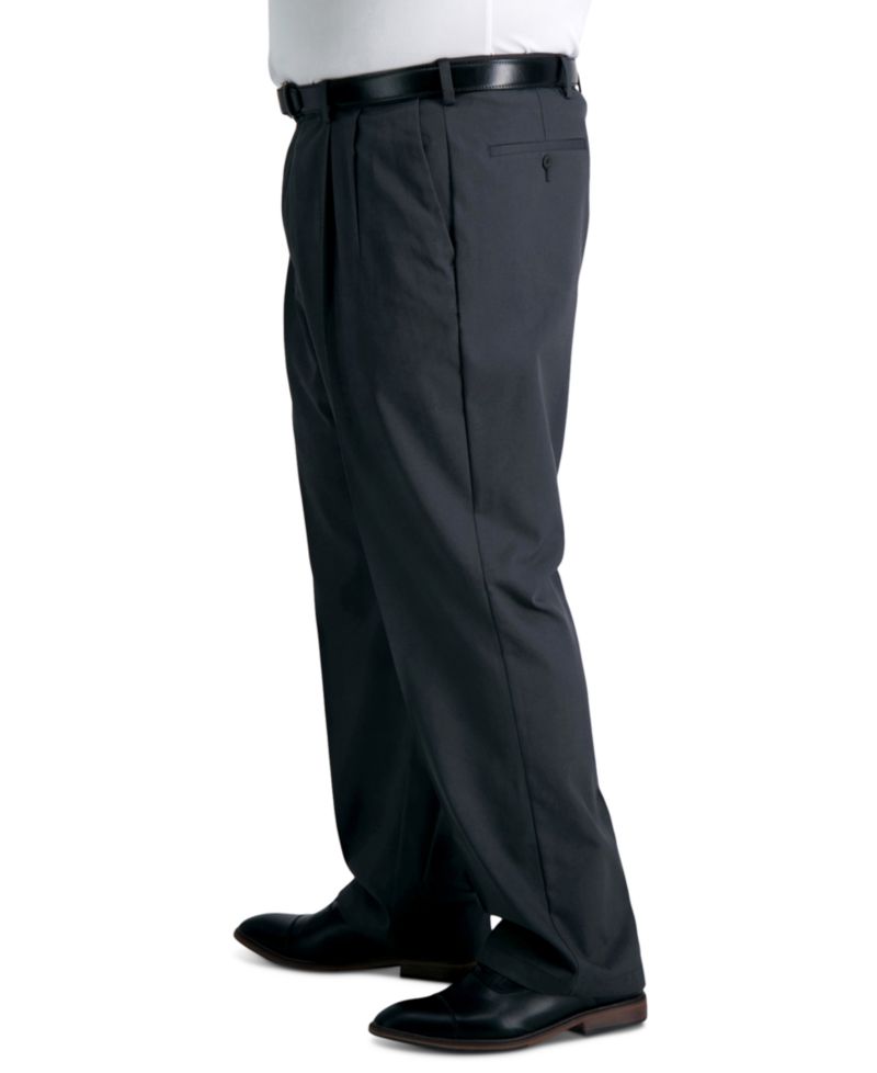 Men's Big & Tall Iron Free Premium Khaki Classic-Fit Pleated Pant