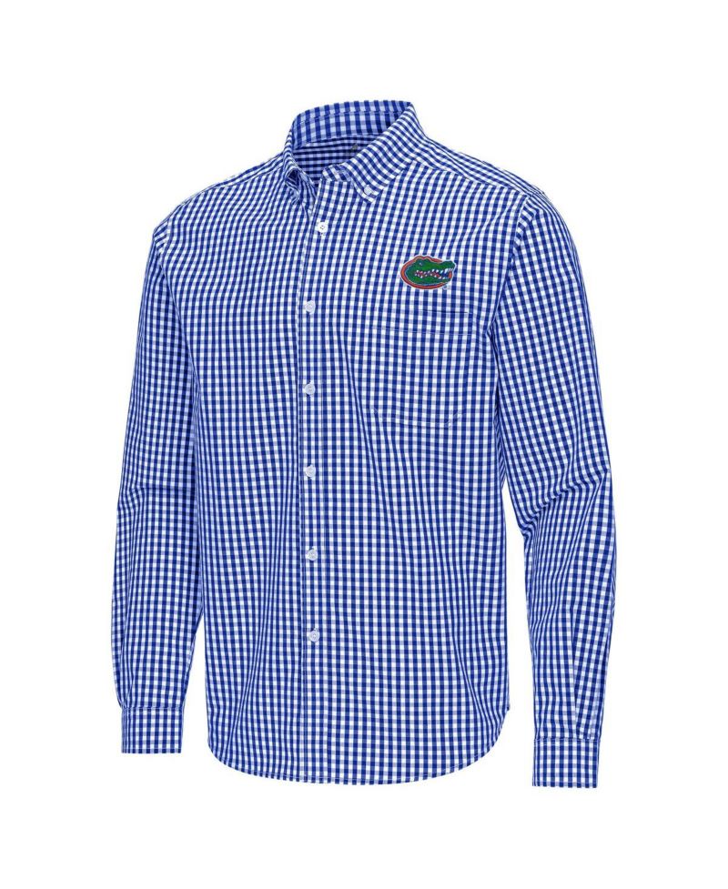 Men's Royal Florida Gators Ellis Woven Tri-Blend Long Sleeve Button-Down Shirt