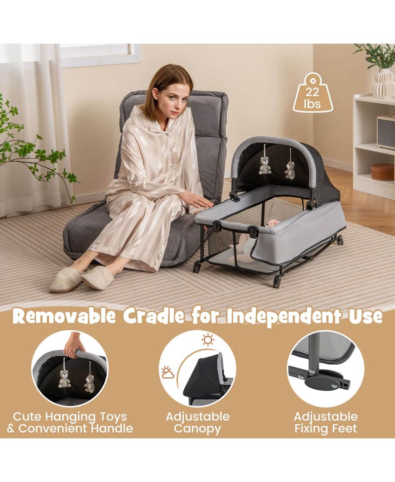 5 in 1 Baby Playard Nursery Center w/ Cradle Storage Basket