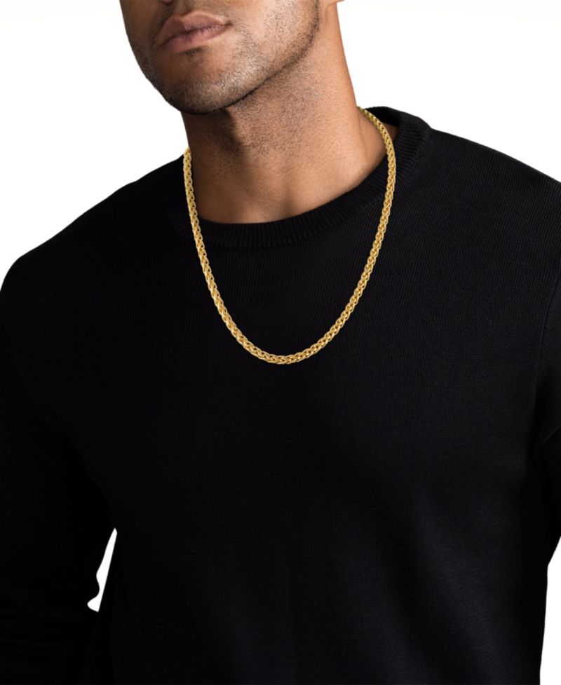 Wheat Link Chain Necklace in 14k Gold-Plated Sterling Silver