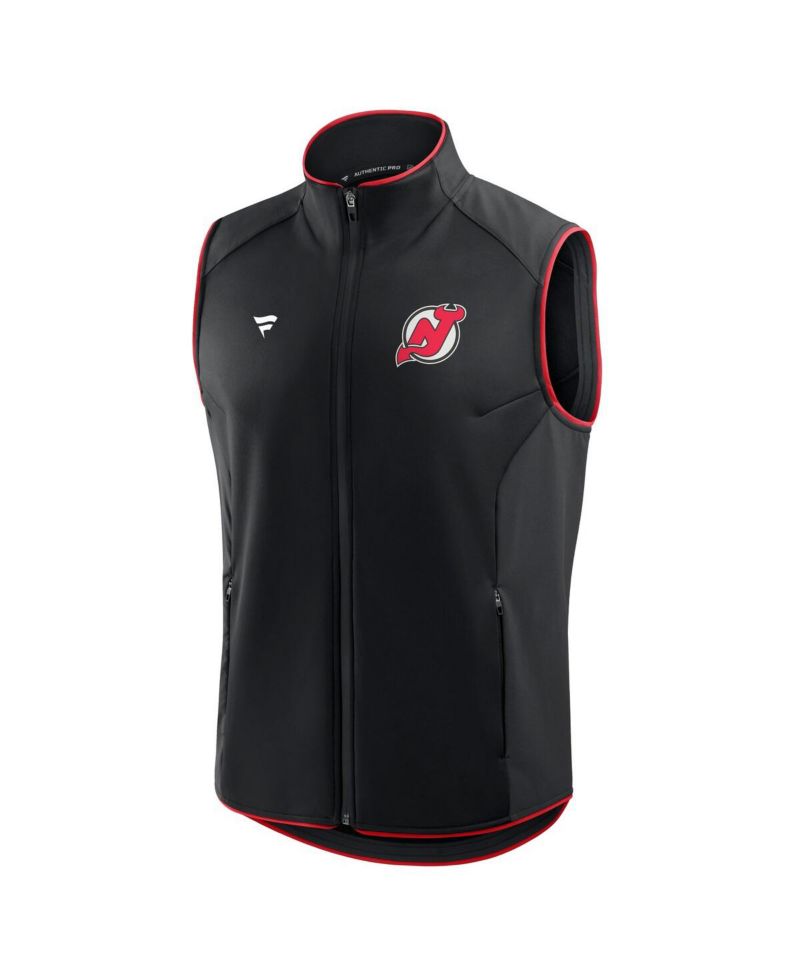 Men's Black New Jersey Devils Authentic Pro Rink Full-Zip Vest