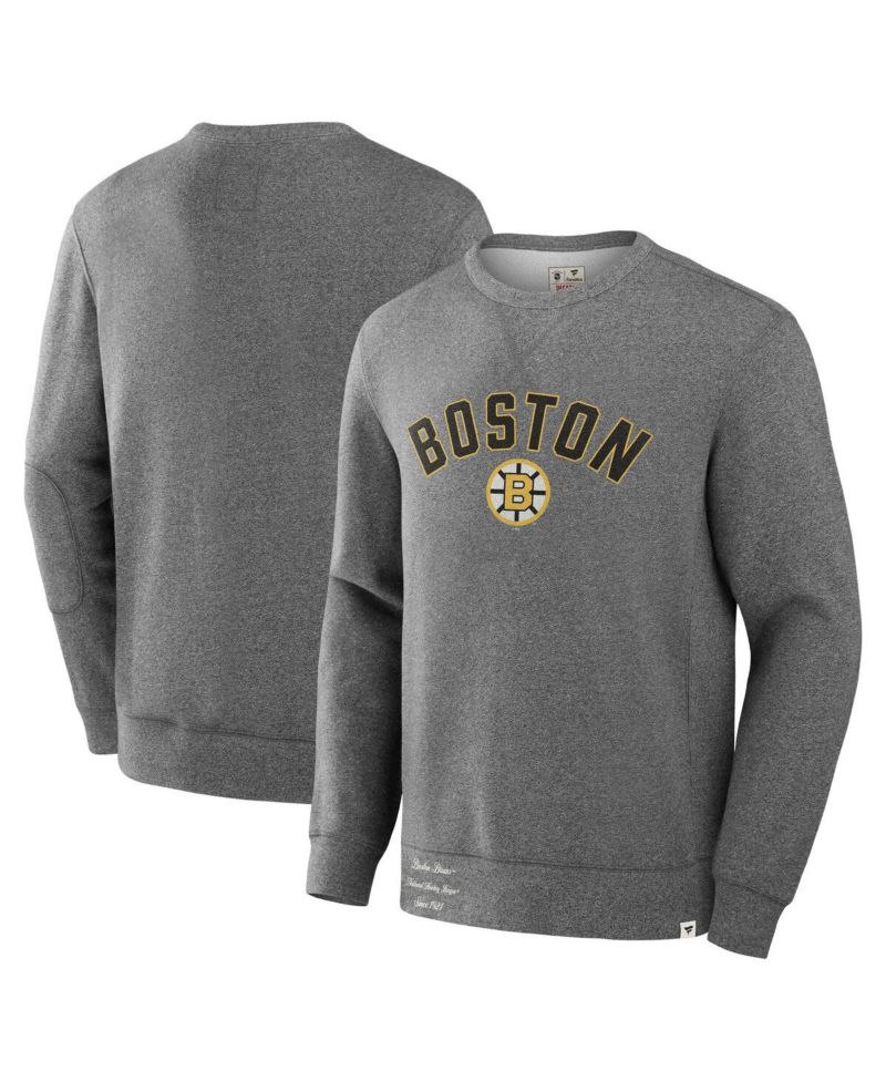 Men's Heather Gray Boston Bruins Decades Collection Legendary Fleece Pullover Sweatshirt