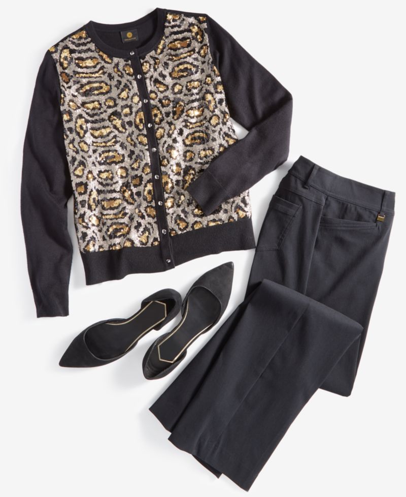 Women's Leopard Sequin Party Cardigan Sweater