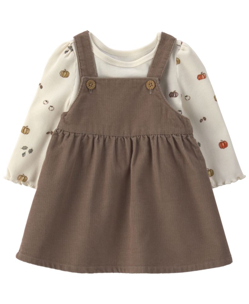 Baby Girls' Long-Sleeve Corduroy Top and Jumper Dress, 2-Piece Set