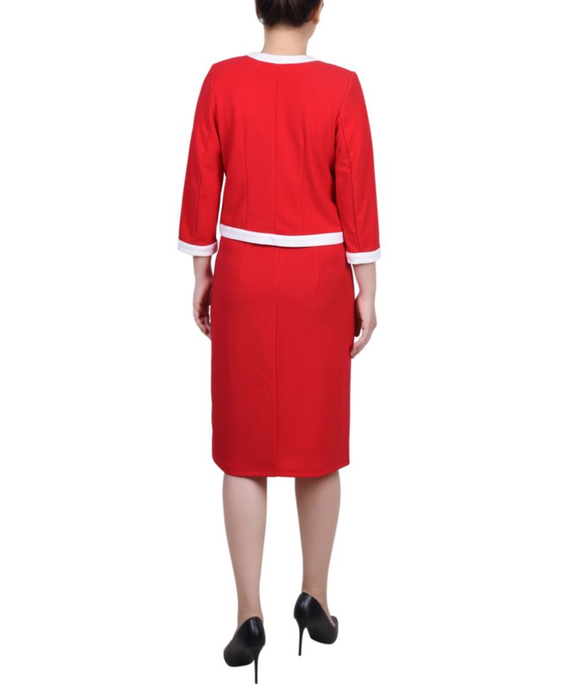 Women's Elbow Sleeve Colorblocked Dress, 2 Piece Set