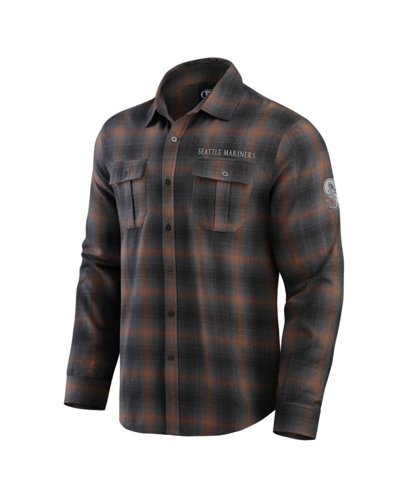 Men's Tan Seattle Mariners Classic Flannel Long Sleeve Button-Up Shirt