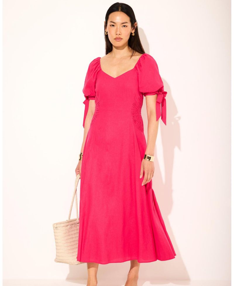 Women's Sweetheart Puff-Sleeve Maxi Dress