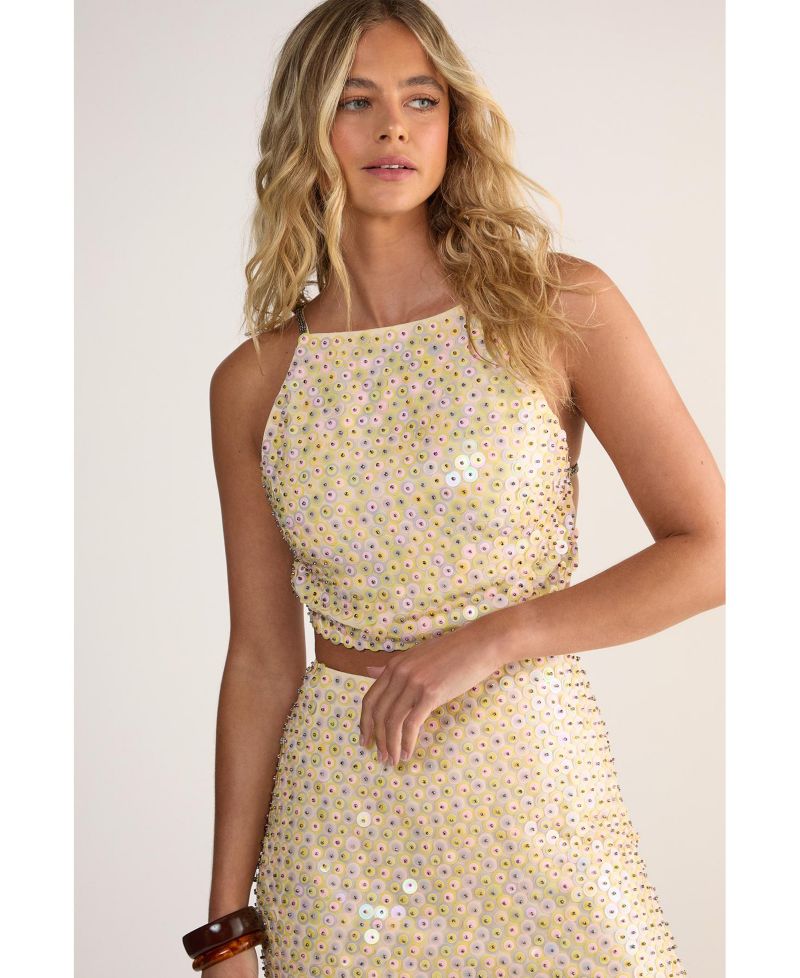 Women's Studded Sequin Beaded Mini Skirt