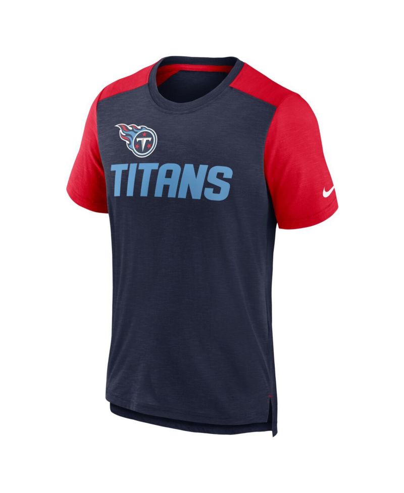 Men's Heathered Navy, Heathered Red Tennessee Titans Color Block Team Name T-shirt