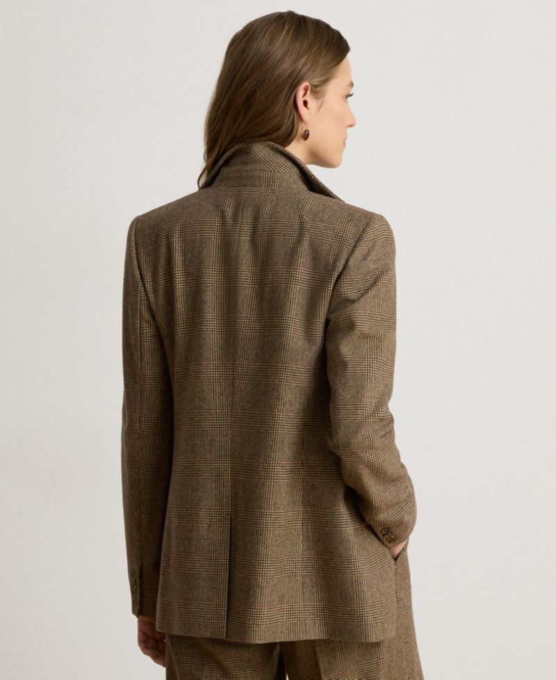 Women's Glen Plaid Wool Twill Tailored Blazer