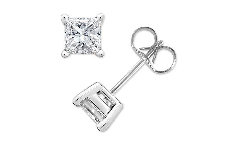 Princess-Cut Diamond Stud Earrings in 10k White Gold (1/10 ct. t.w.)