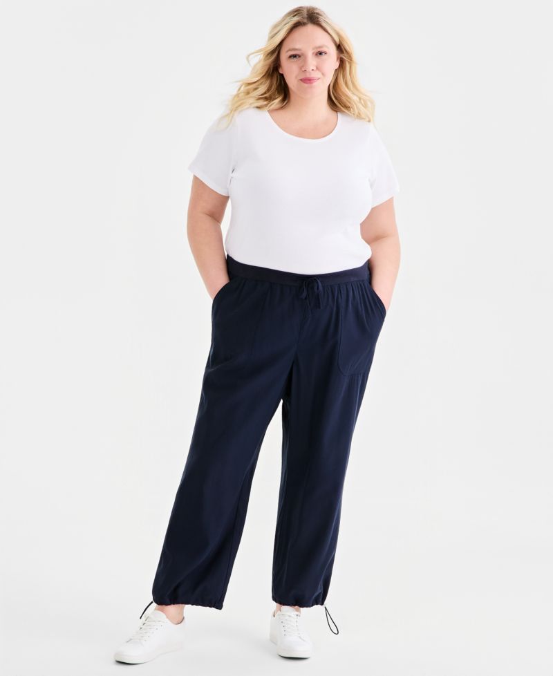 Plus Size Drapey Bungee Wide-Leg Pants