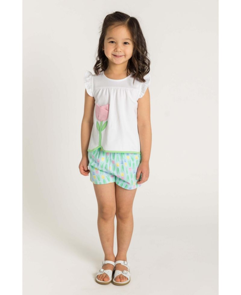 Little Girl 4- 6X Printed Knit Tulip Short Set