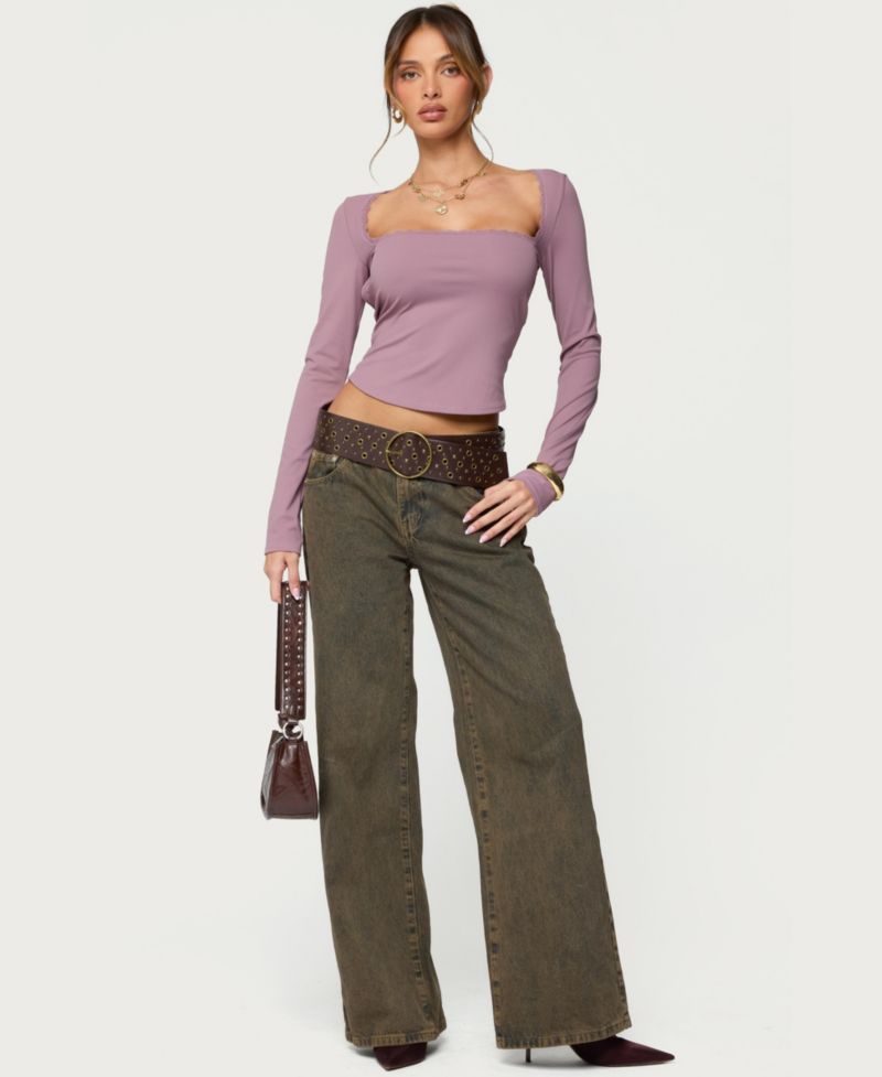 Womens Polly Lacey Tie Back Top