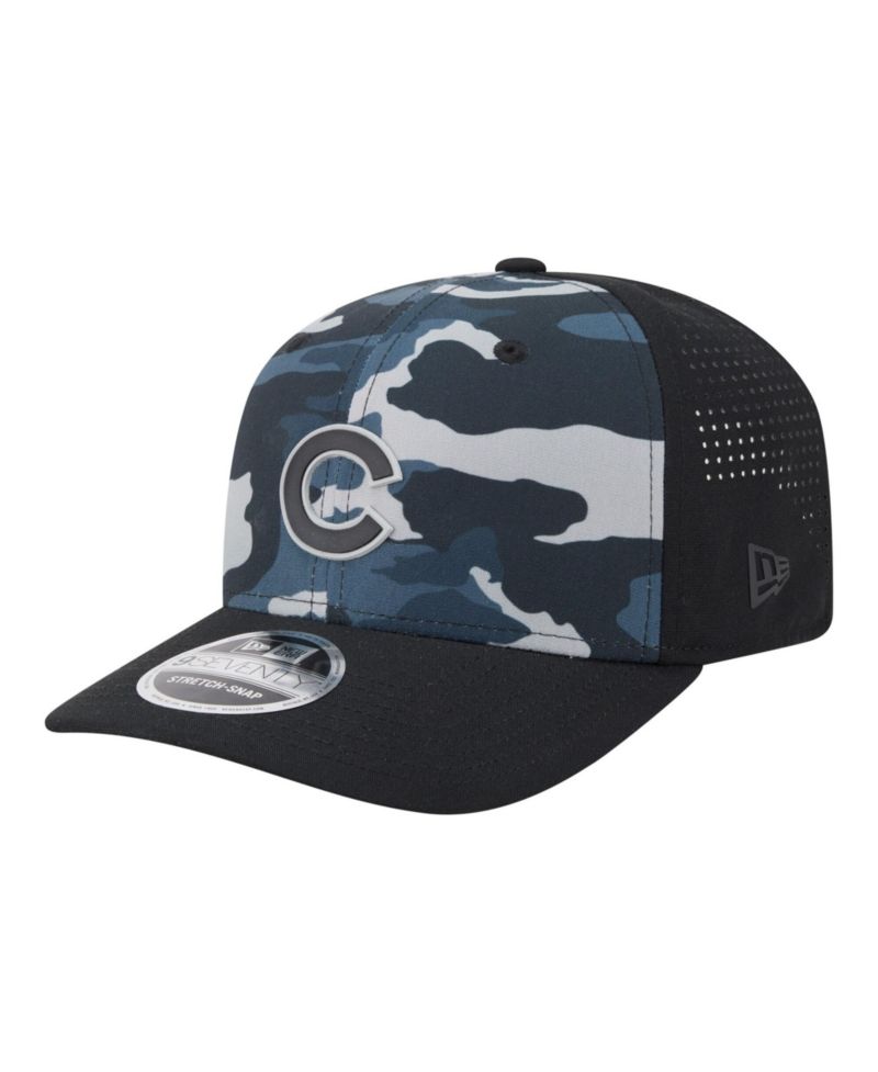 Men's Black Chicago Cubs Tonal Camo 9SEVENTY Stretch-Snap Hat