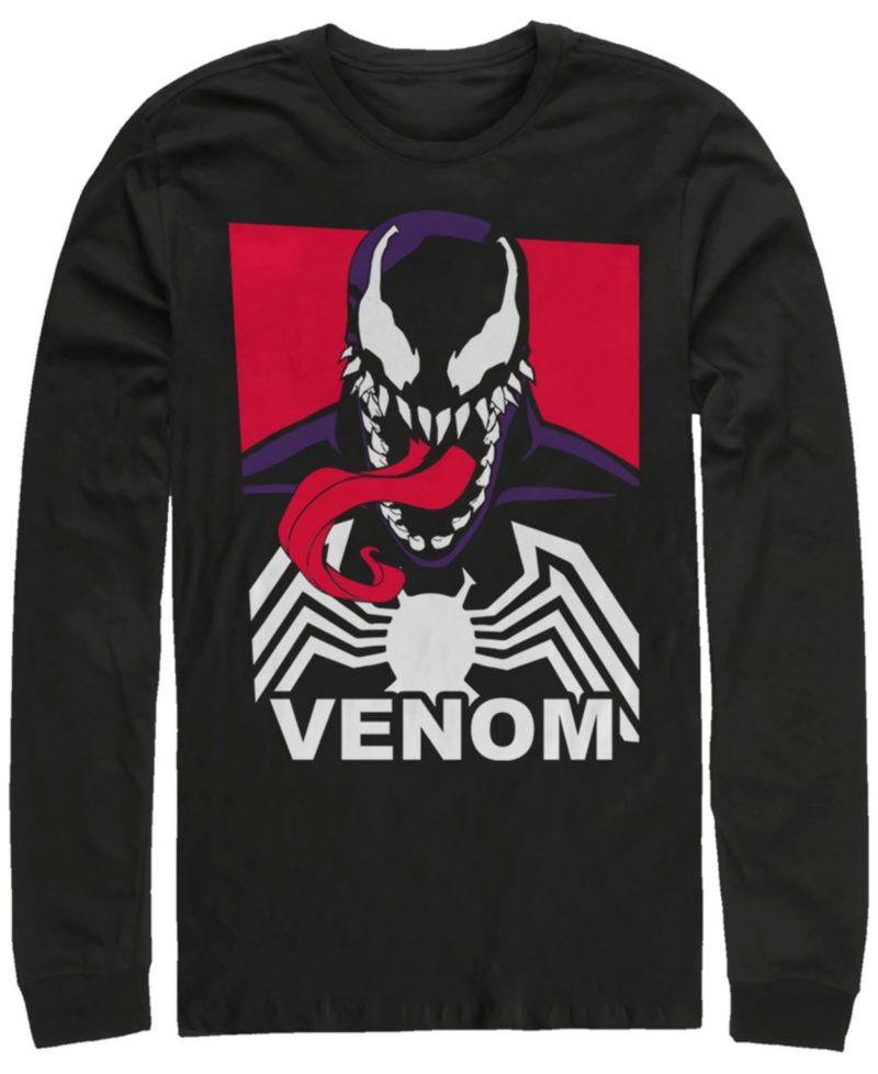 Marvel Men's Classic Venom Tongue out Poster, Long Sleeve T-Shirt