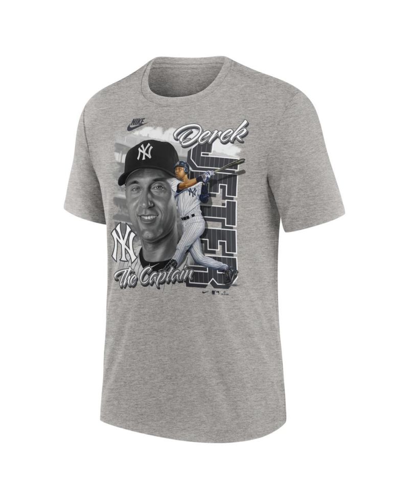 Men's Derek Jeter Heather Gray New York Yankees Cooperstown Collection Player Local T-Shirt