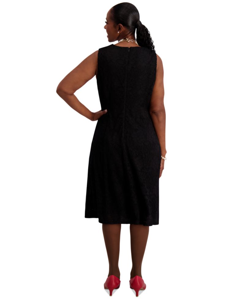 Women's Sleeveless Lace Fit & Flare Dress, Regular & Plus Sizes