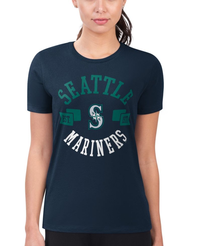 Women's Navy Seattle Mariners Super-Slim Fit Lightweight City Graphic T-Shirt