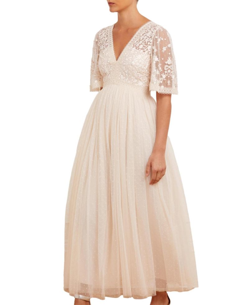 Women's Celestia Floral-Embroidered Short-Sleeve Maxi Dress