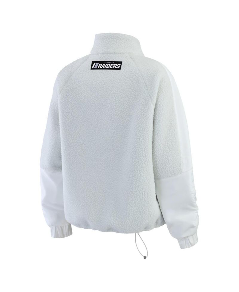 Women's White Las Vegas Raiders Polar Fleece Half-Zip Jacket