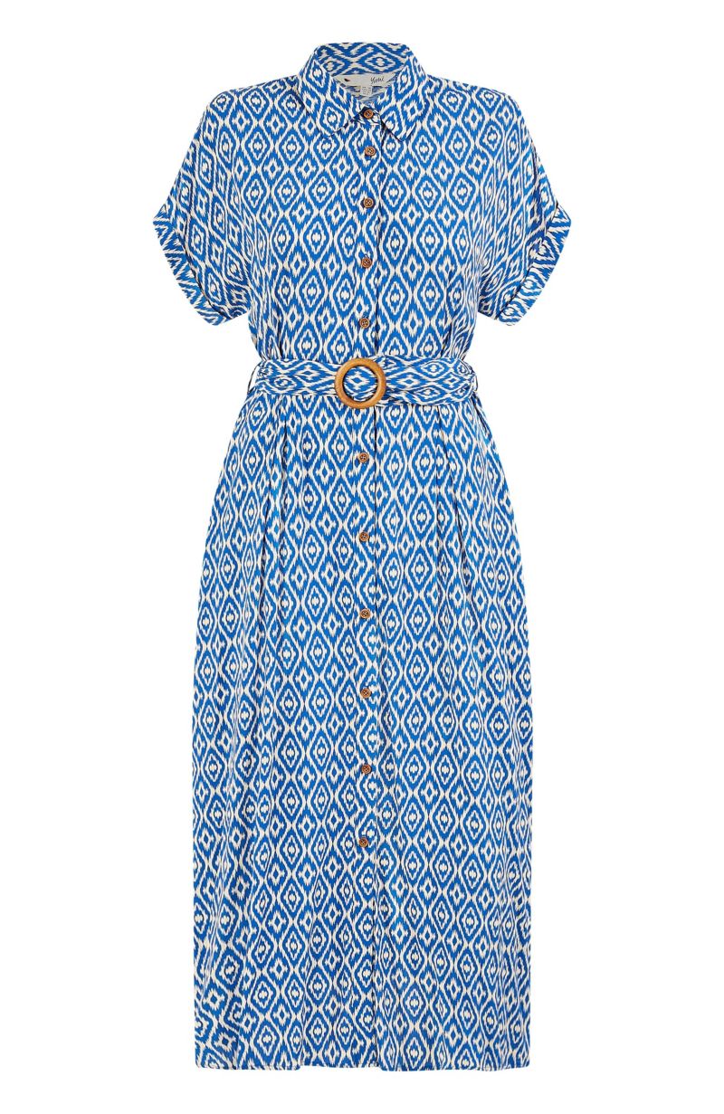 Women's Belted Midi Shirt Dress
